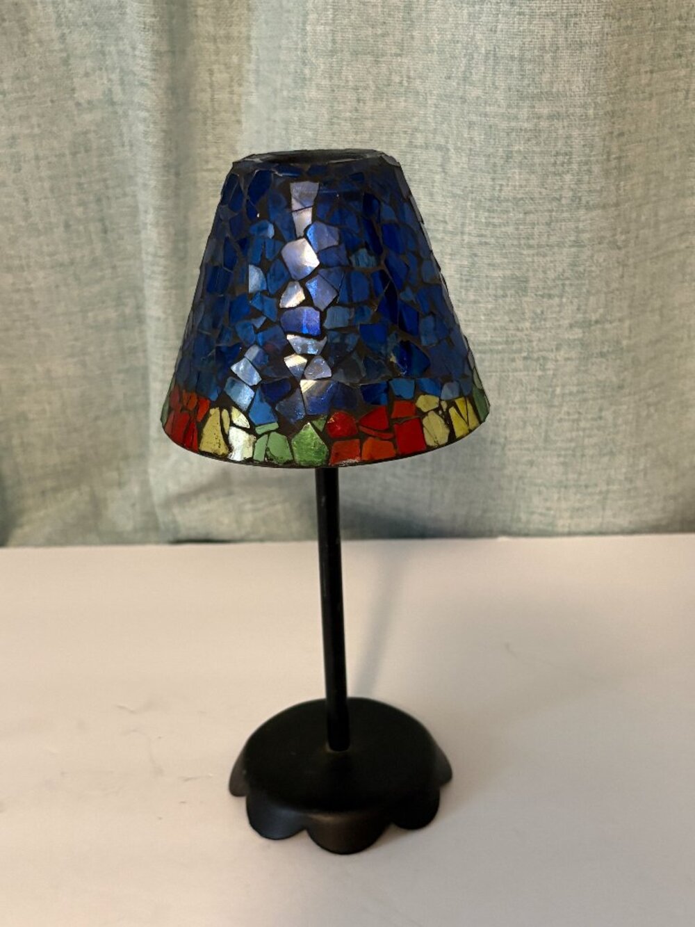 Candle Holder 8" Small Candle Lamp w/Tiffany Style Stained Glass Shade